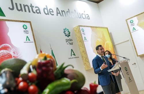 Juanma Moreno, presidente de la Junta de Andalucía, en su intervención.