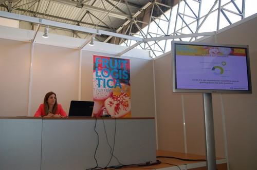 Vanessa Campesino, representante de Messe Berín en España, presentando la próxima edición de Fruit Logistica