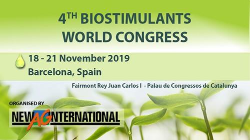 El IV Biostimulants World Congress 2019 se celebrará en Barcelona