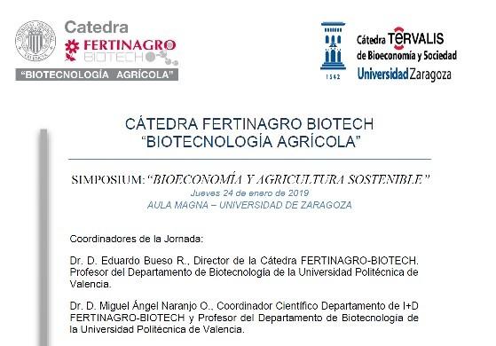 La cátedra “Biotecnología Agrícola” de Fertinagro Biotech organiza una jornada sobre “Bioeconomía y agricultura sostenible”